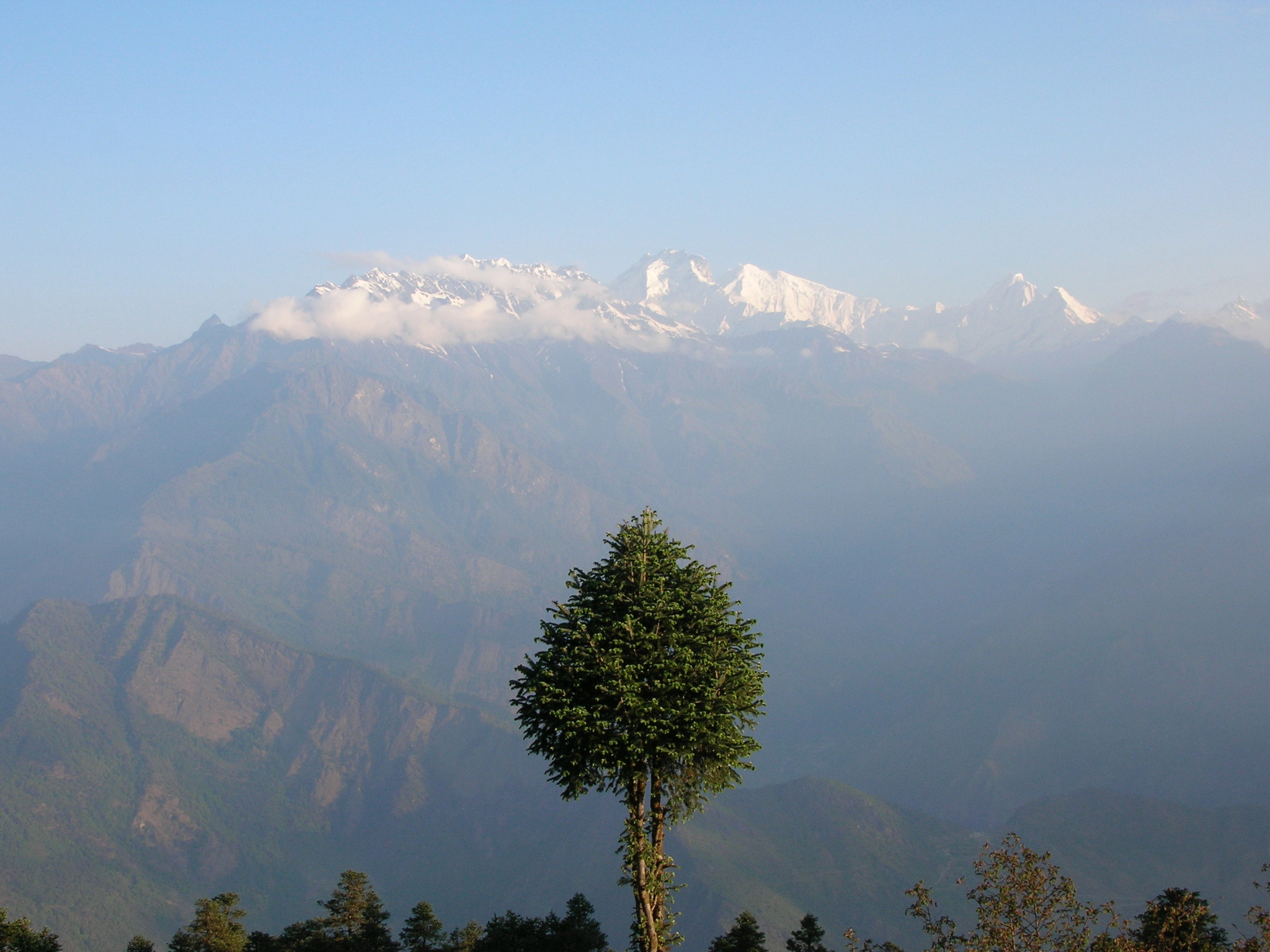 Mountain landscape with snow-capped Himalayan peaks